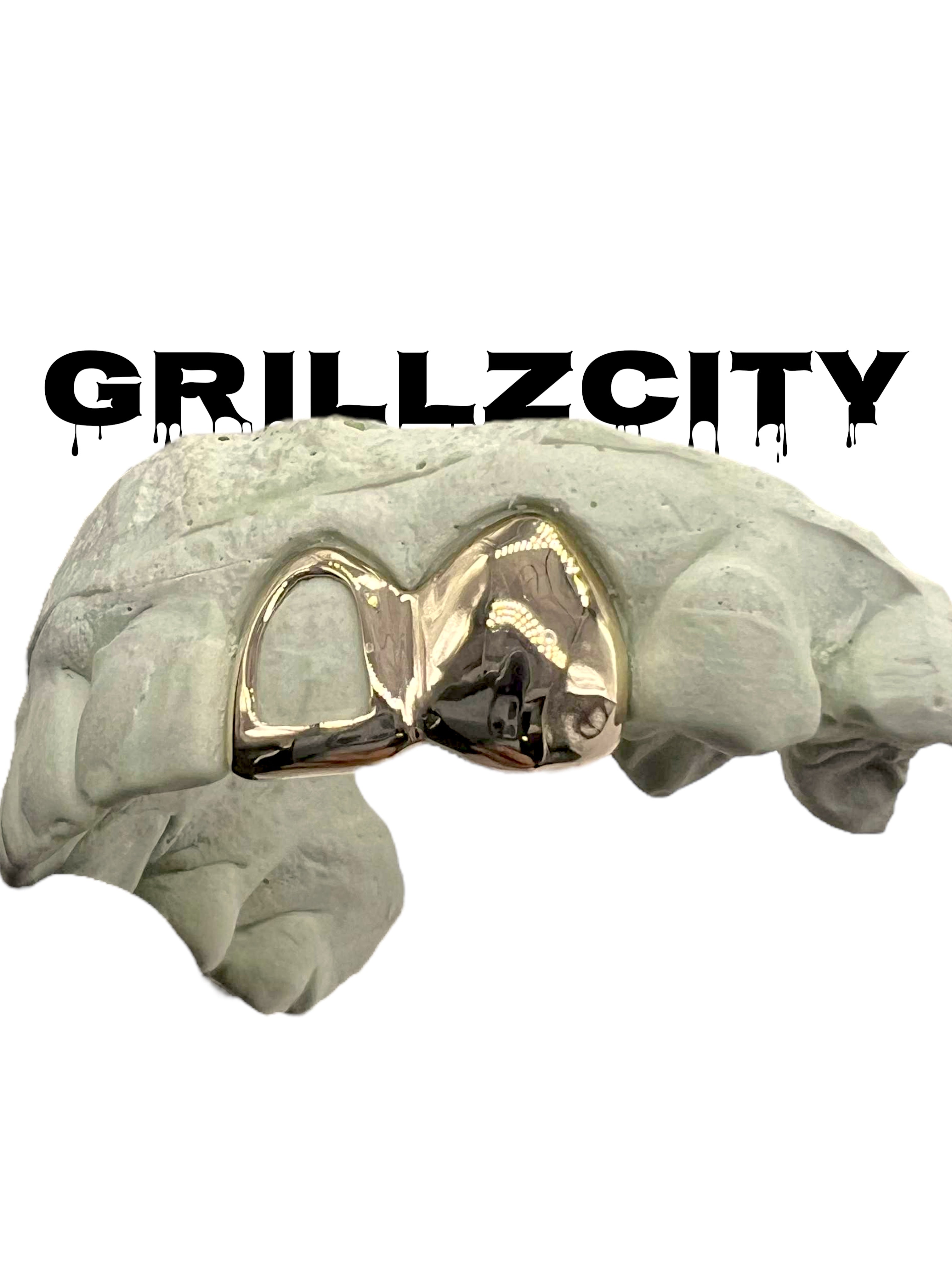 Custom Fit grillz  2 Teeth with heart or star Grillz fangs /925 Silver Slugs Grillz , grillz with fangs with free mold kit free shipping - GrillzCity