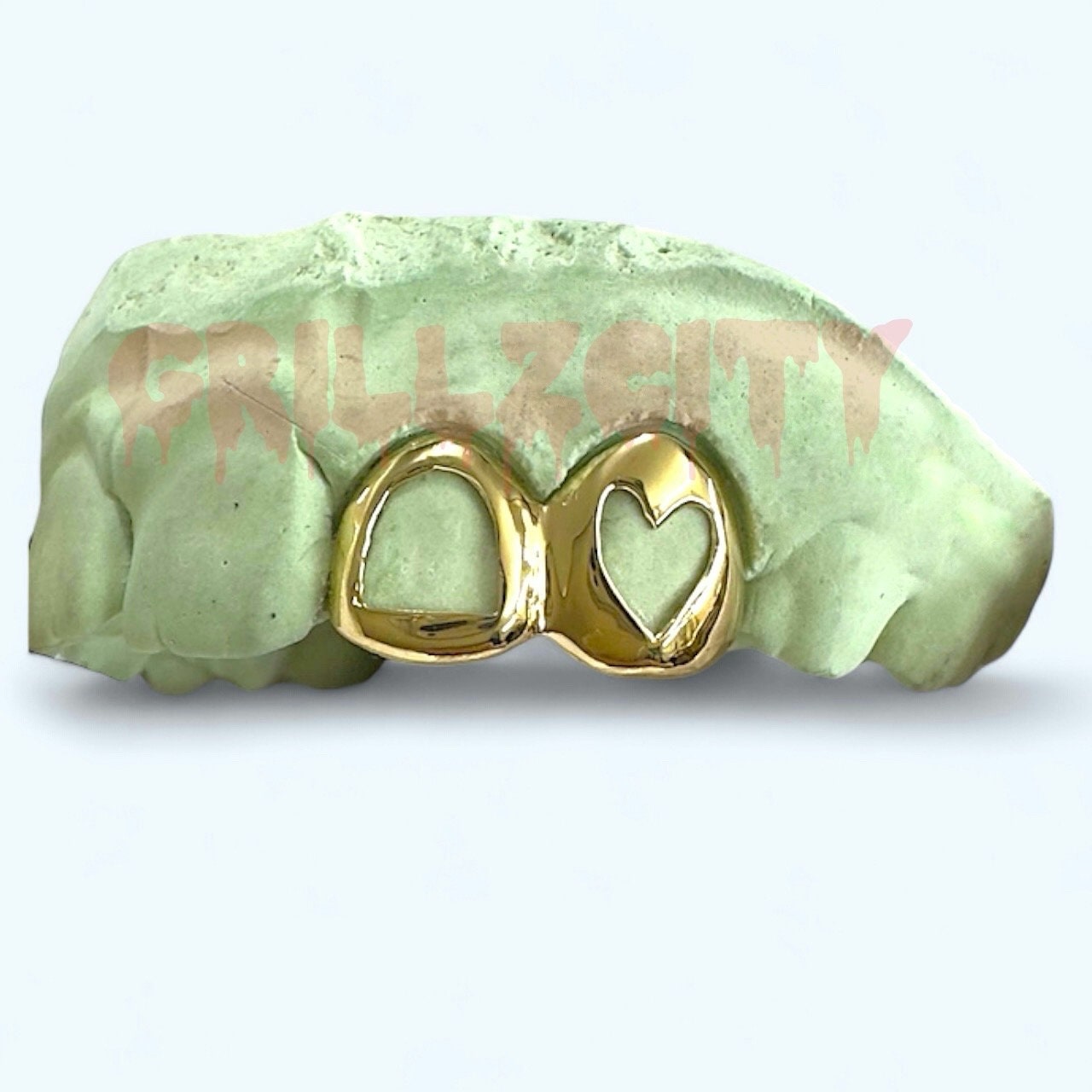 Custom Fit grillz 2 Teeth with heart or star open face grillz fangs /gold Silver Slugs Grillz/grillz with fangs free mold kit free shipping - GrillzCity