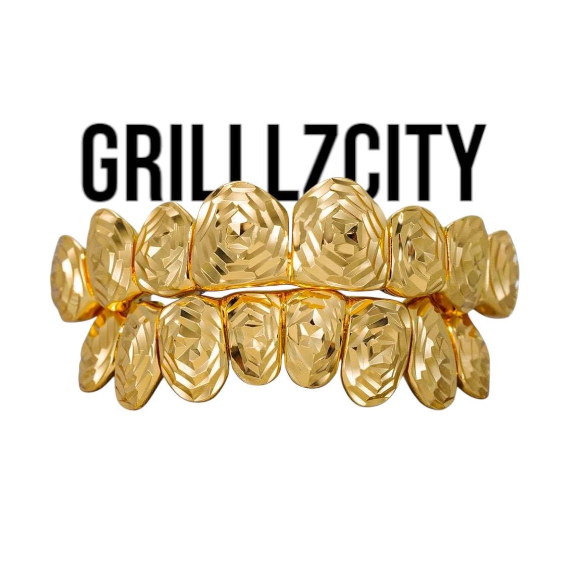 Rose Diamond Cut Grillz - Gold Teeth Silver Custom Grillz - GrillzCity