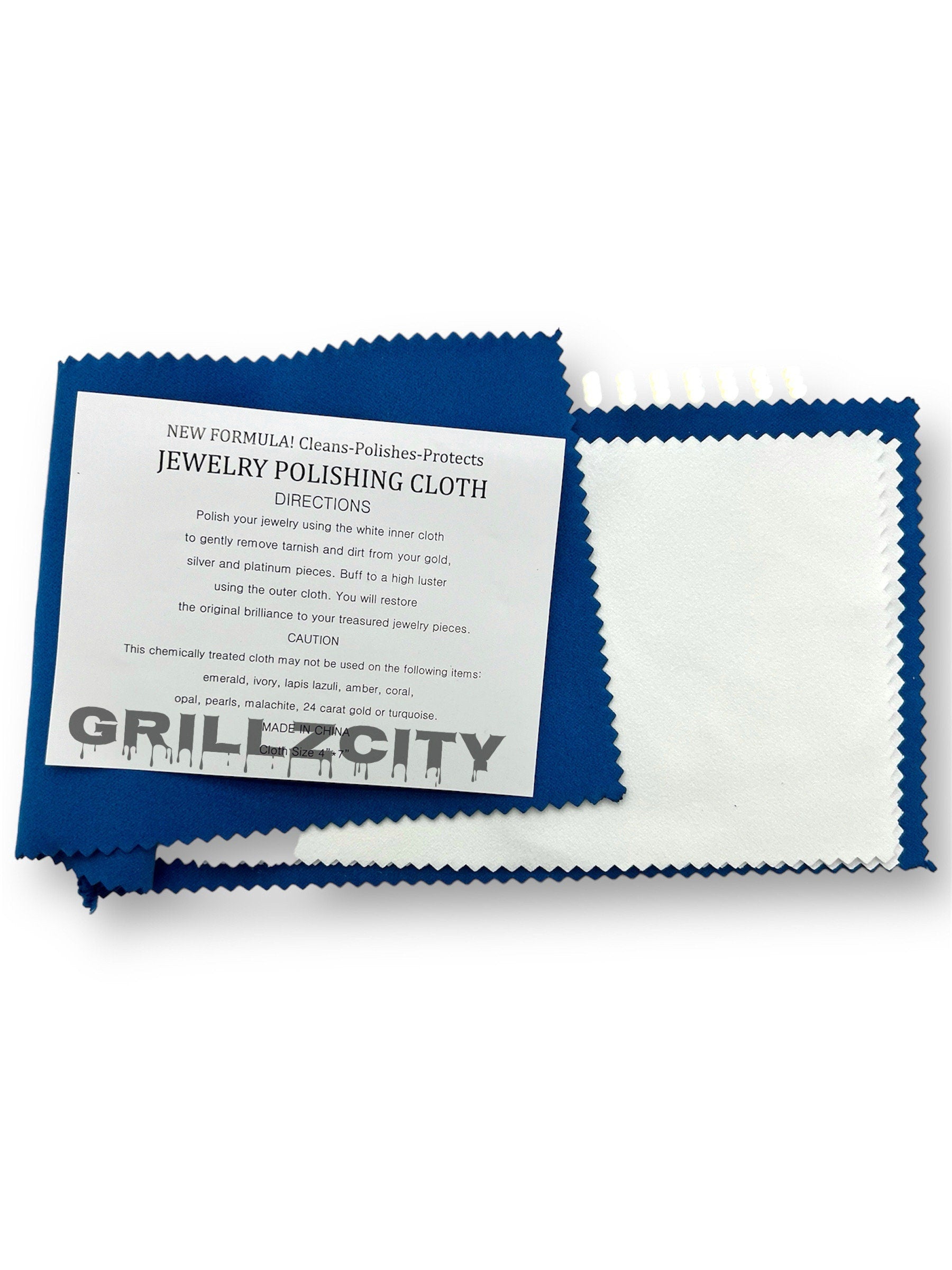Polishing cloth jewelry cleaner for Grillz/jewelry Super Soft flannel cleaning jewelry polishing cloth Navy Blue tarnish remove new Formula - GrillzCity