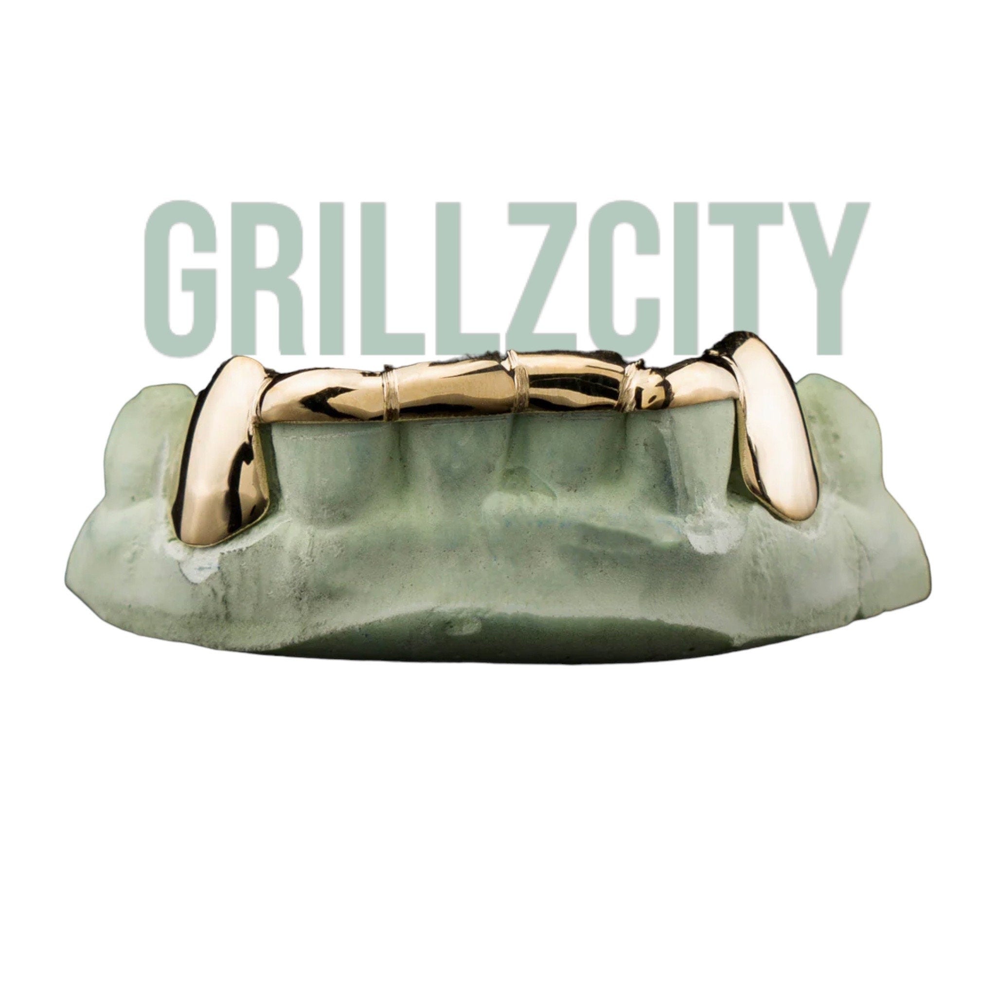 Custom Front bar solid Gold Teeth Grillz / 925 Silver Grillz / grillz with bar   with free mold kit and shipping included / Fast turnaround - GrillzCity