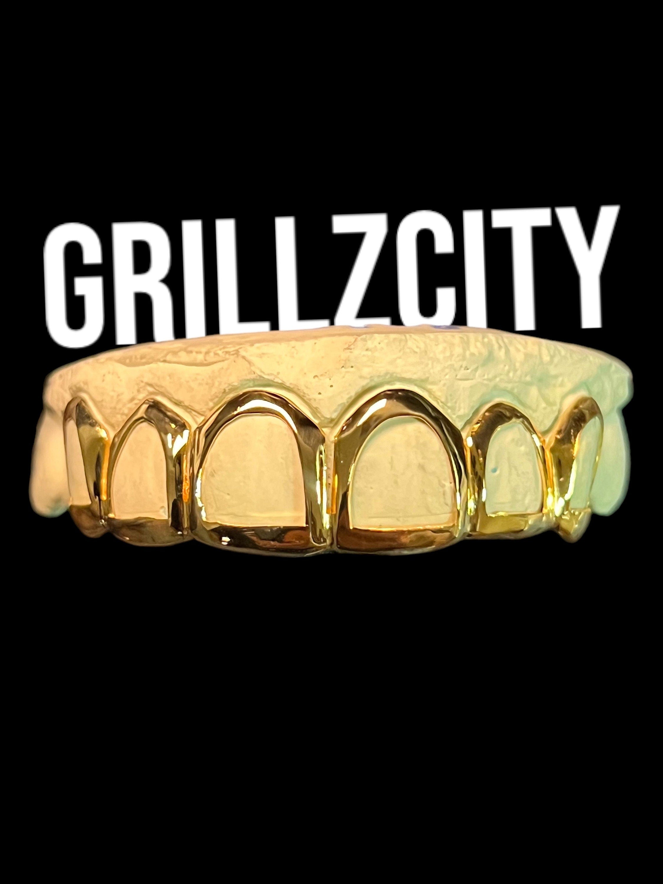 Custom-Made White / Yellow  Gold & Silver Custom Grillz Open face with FREE MOLD KIT and Free Shipping  - Grillzcity - GrillzCity