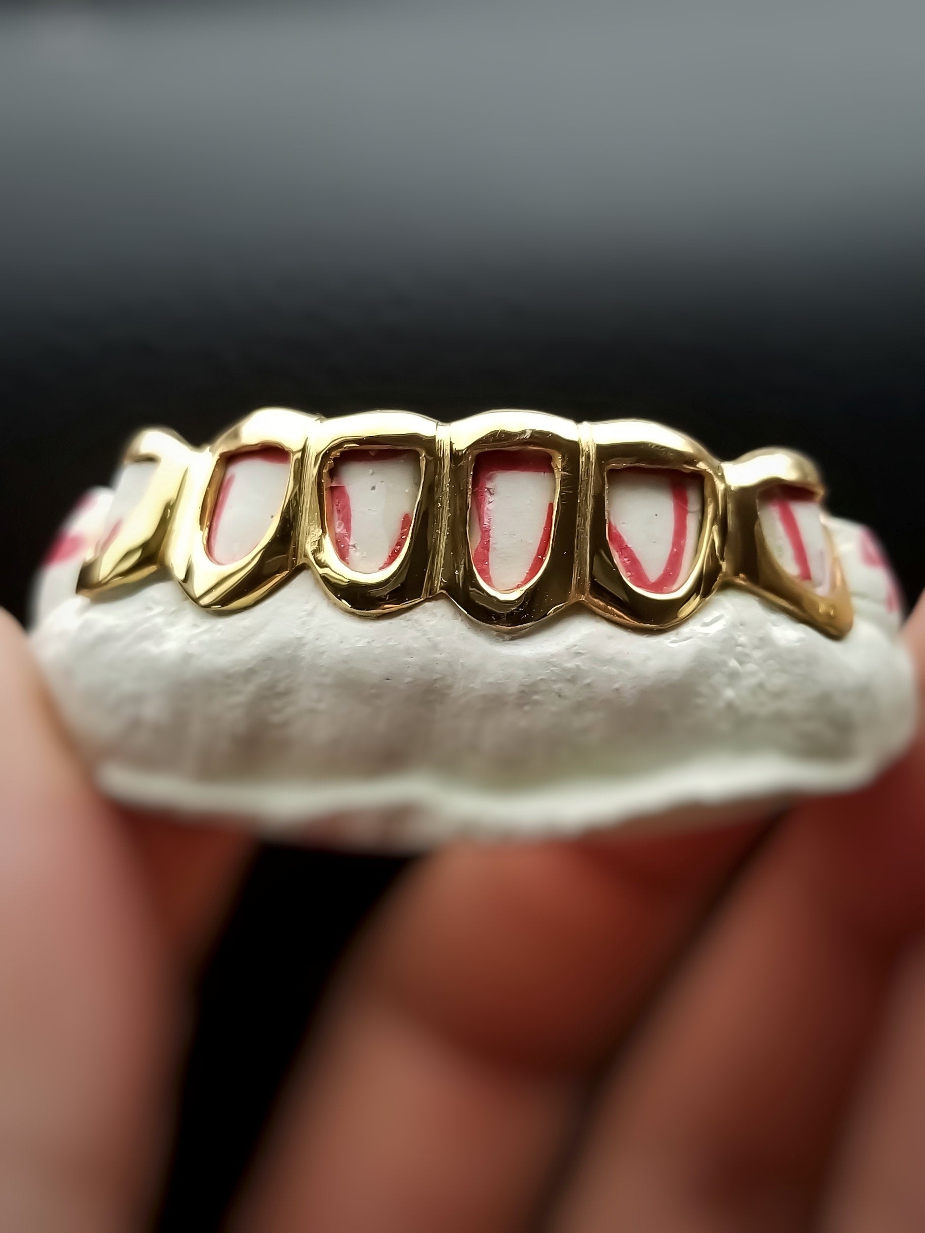 Custom-Made White / Yellow  Gold & Silver Custom Grillz Open face with FREE MOLD KIT and Free Shipping  - Grillzcity - GrillzCity