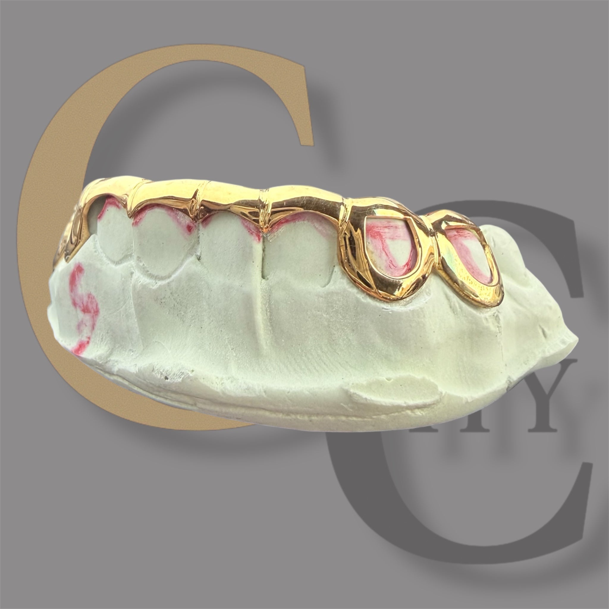 Custom Front bar Wave Style solid Gold Teeth Grillz / 925 Silver Grillz / grillz with bar   with free mold kit and shipping included / Fast turnaround - GrillzCity 