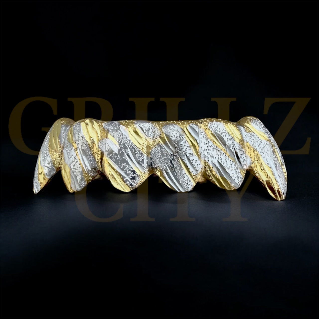Custom Fitted Grillz White Gold | Yellow gold Diamond Dust Custom Grillz | 925 Silver with free mold kit and Free shipping by Grillzcity - GrillzCity 