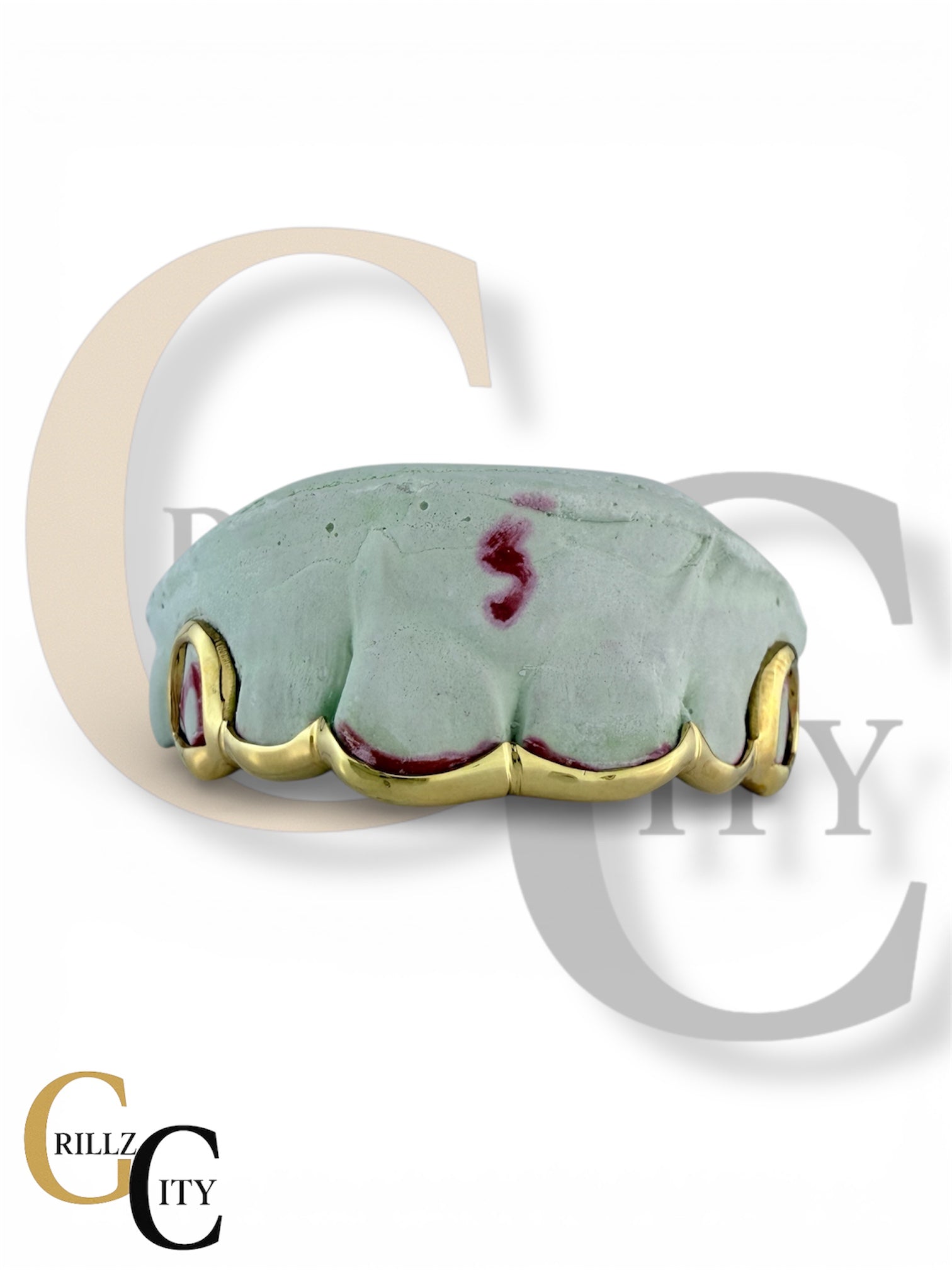 Custom Front bar Wave Style solid Gold Teeth Grillz / 925 Silver Grillz / grillz with bar   with free mold kit and shipping included / Fast turnaround - GrillzCity 