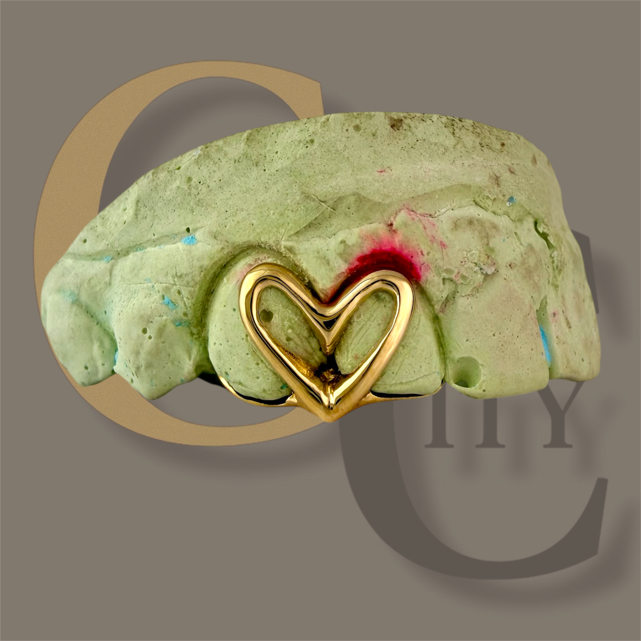 Custom Handmade grillz  2 Teeth with heart open face Grillz fangs /925 Silver Slugs Grillz with fangs with free mold kit free shipping - GrillzCity 