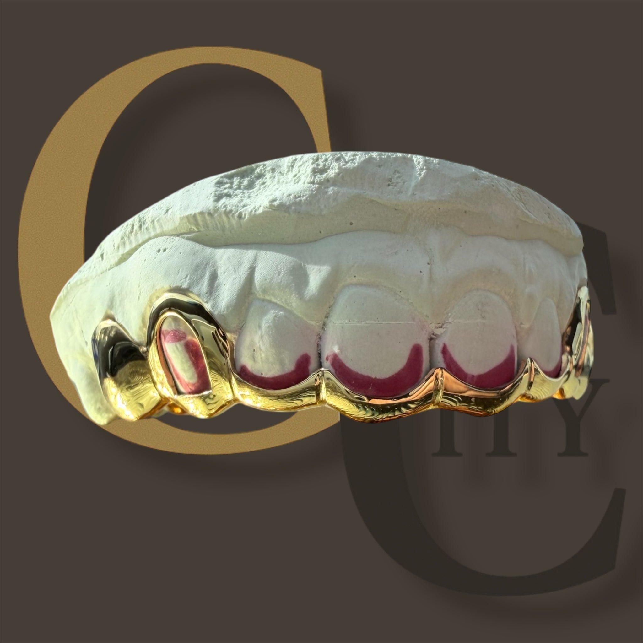 Custom Front bar Wave Style solid Gold Teeth Grillz / 925 Silver Grillz / grillz with bar   with free mold kit and shipping included / Fast turnaround - GrillzCity 