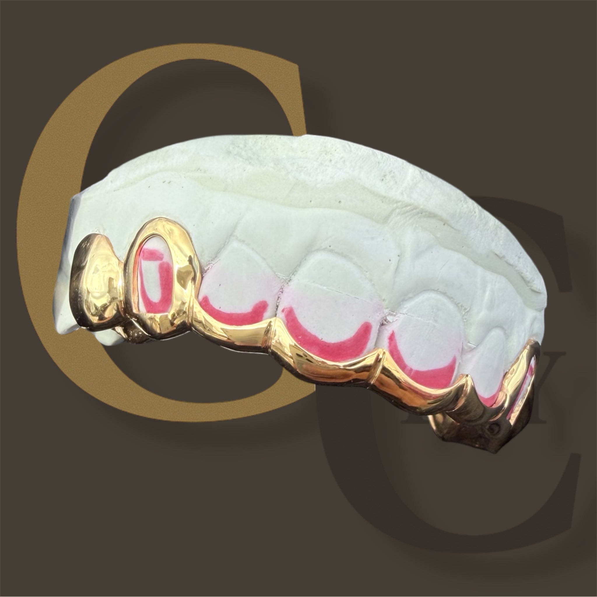 Custom Front bar Wave Style solid Gold Teeth Grillz / 925 Silver Grillz / grillz with bar   with free mold kit and shipping included / Fast turnaround - GrillzCity 