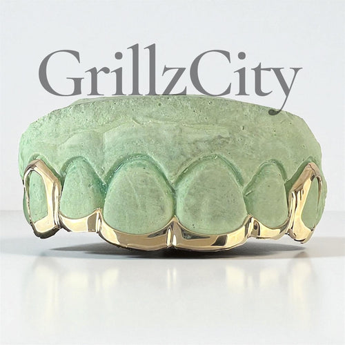 Custom Front bar Wave Style solid Gold Teeth Grillz / 925 Silver Grillz / grillz with bar   with free mold kit and shipping included / Fast turnaround - GrillzCity 