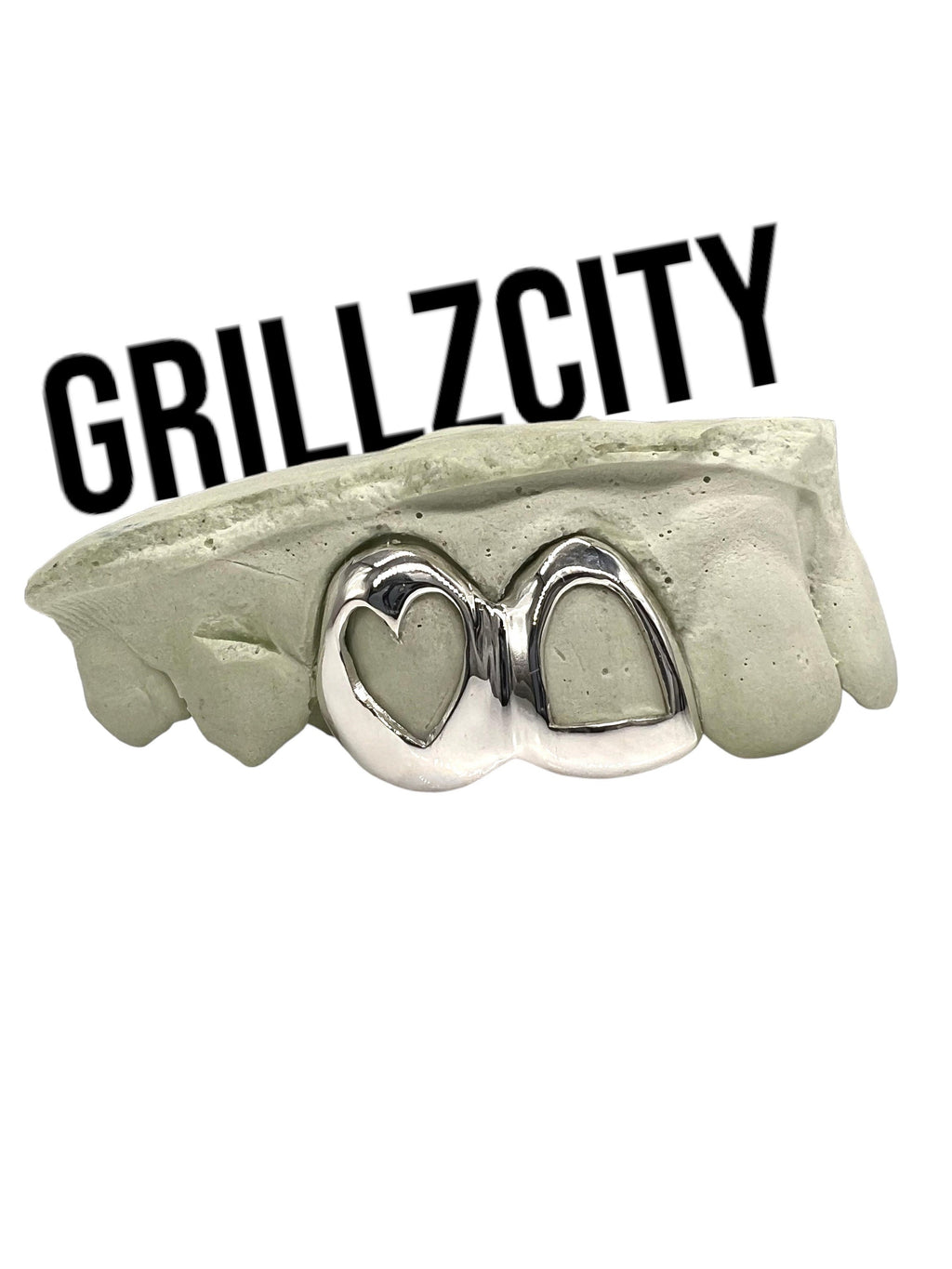 Custom Fit grillz 2 Teeth with heart or star open face grillz fangs /gold Silver Slugs Grillz/grillz with fangs free mold kit free shipping - GrillzCity 