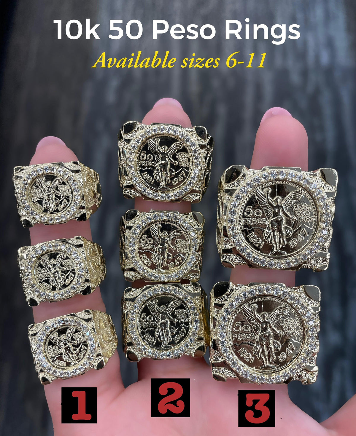 10K gold 50 Peso nugget Rings | Real Solid Gold 10K Peso Nugget Ring Yellow Gold | 3 style Ring| Statement Rings | Gold Ring For men - GrillzCity 