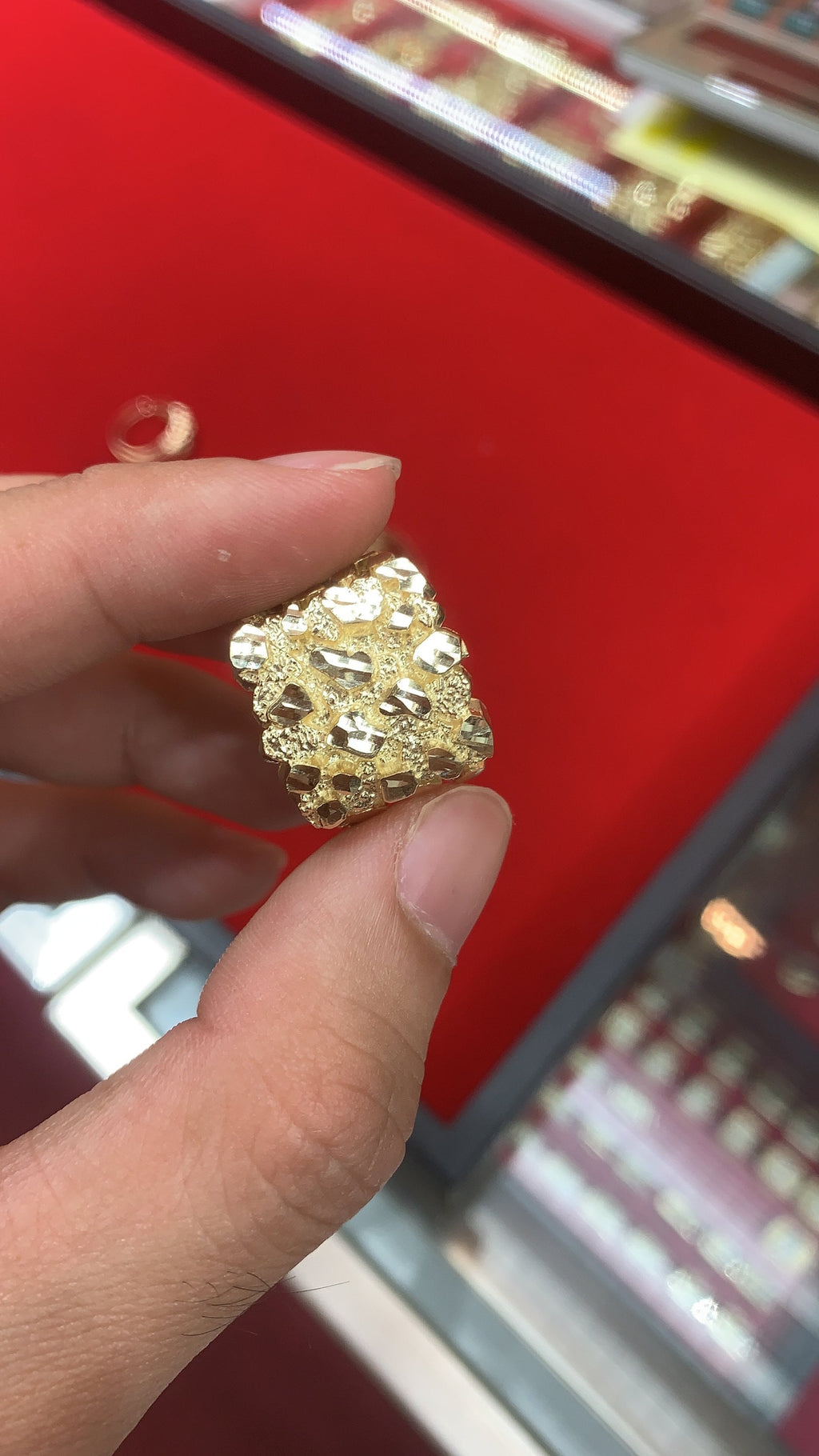 10K Gold Square Nugget Ring - Solid Yellow Gold - GrillzCity 
