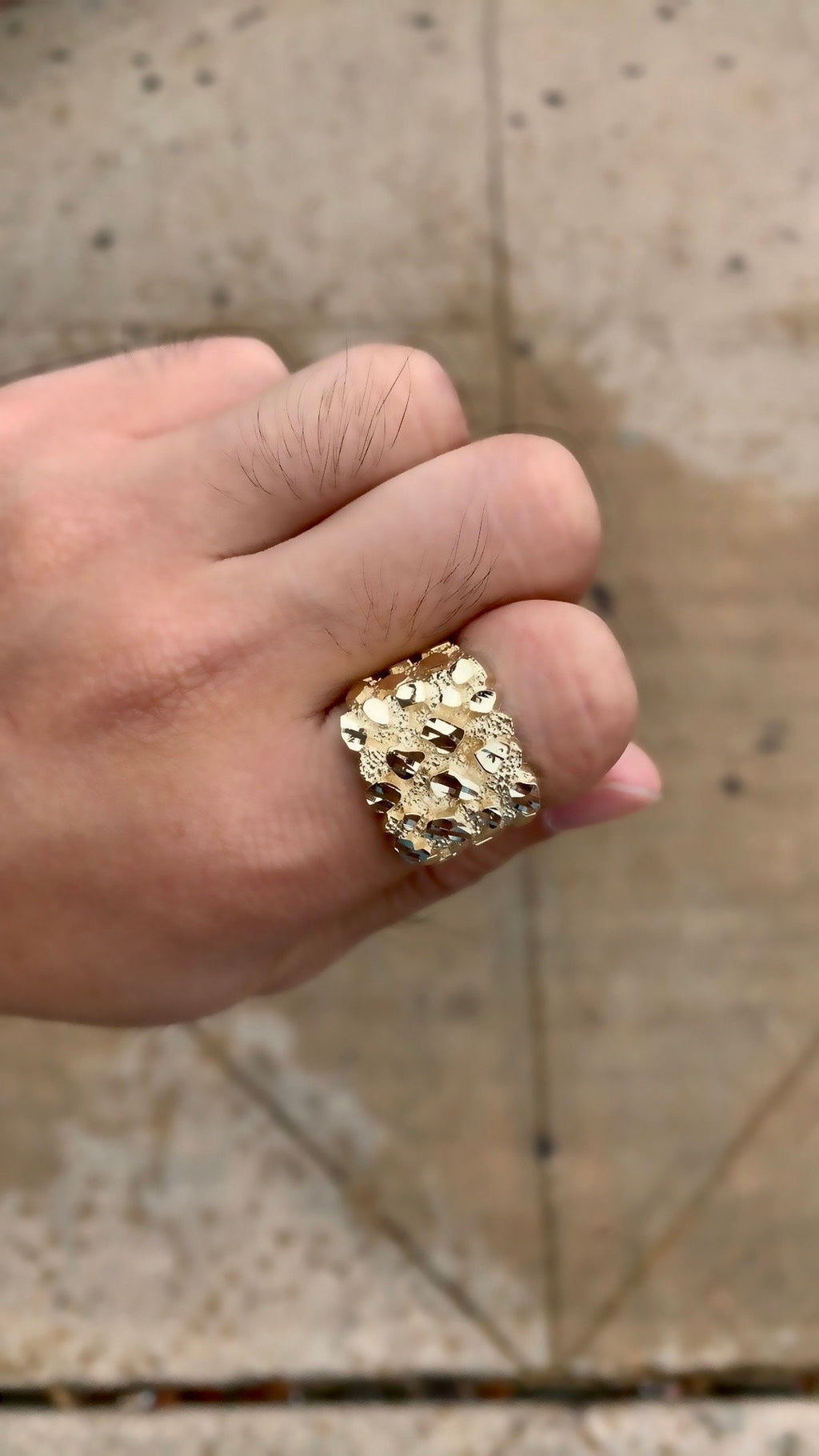 10K Gold Square Nugget Ring - Solid Yellow Gold - GrillzCity 