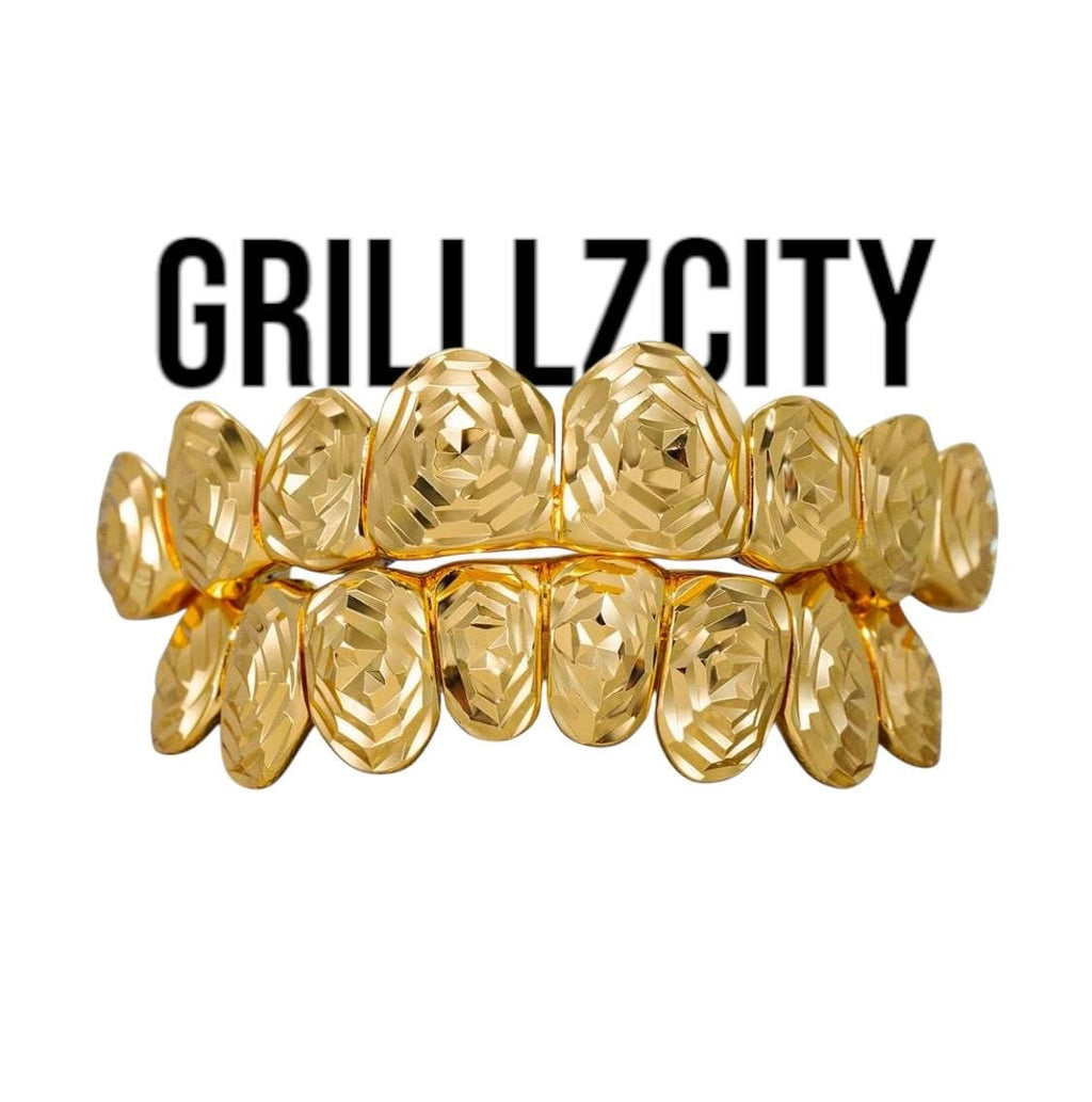 Rose Diamond Cut Grillz - Gold Teeth Silver Custom Grillz - GrillzCity 