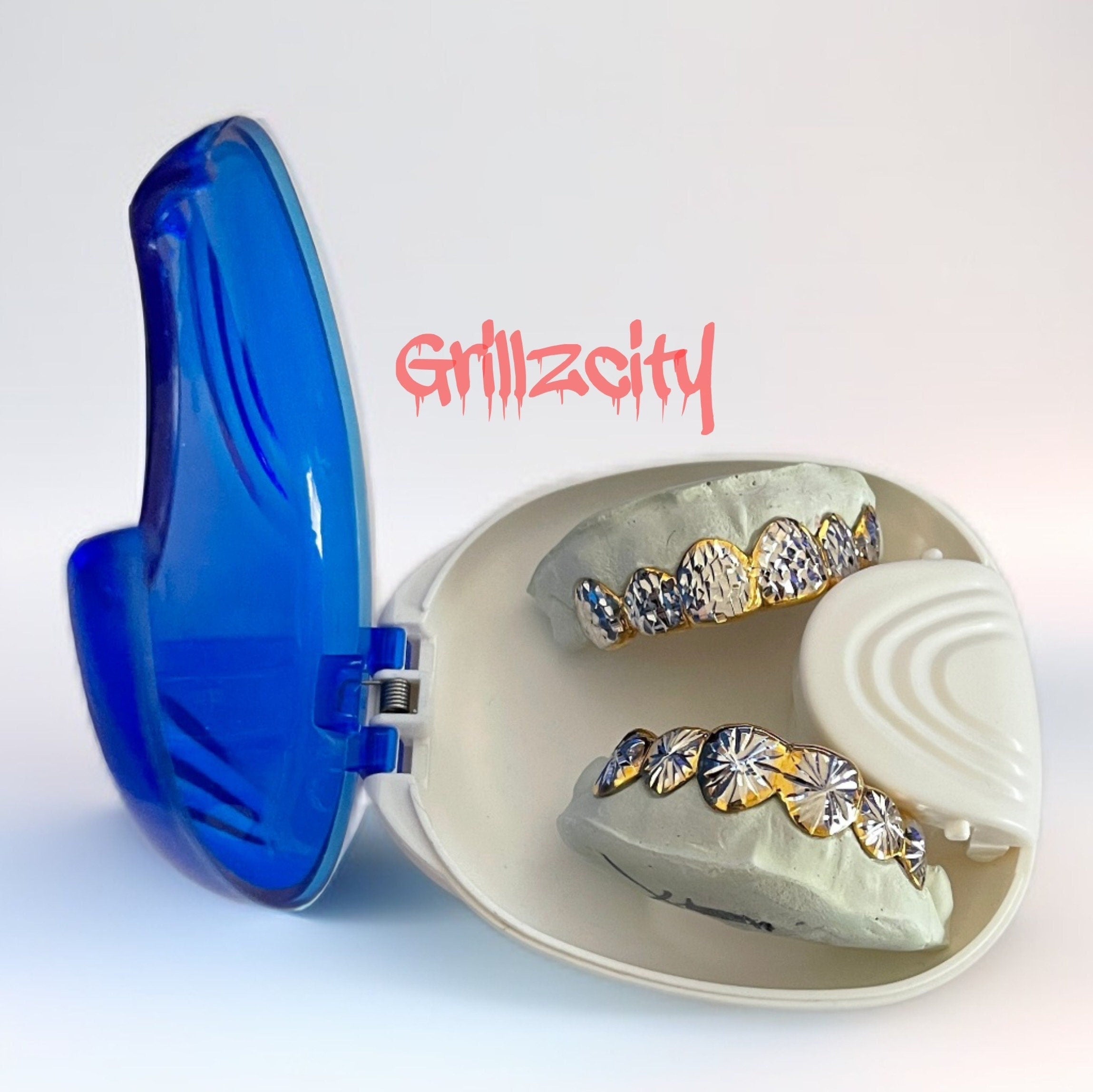 GRILLZ Case,  Waterproof retainer box protective, portable,simple, avoid losing grillz / gold teeth ( Blue )  Mouthguard Aligner Denture Box - GrillzCity