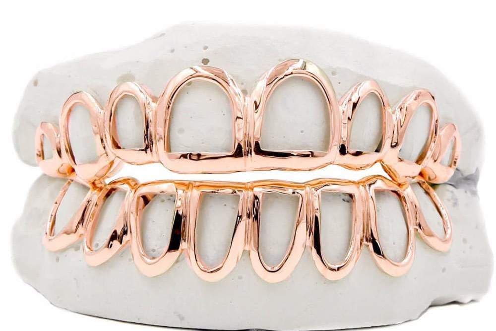 Custom-handmade  White / Yellow  Gold & Silver Custom Grillz Open face Diamond dust cut with FREE MOLD KIT and Free Shipping  - Grillzcity - GrillzCity 