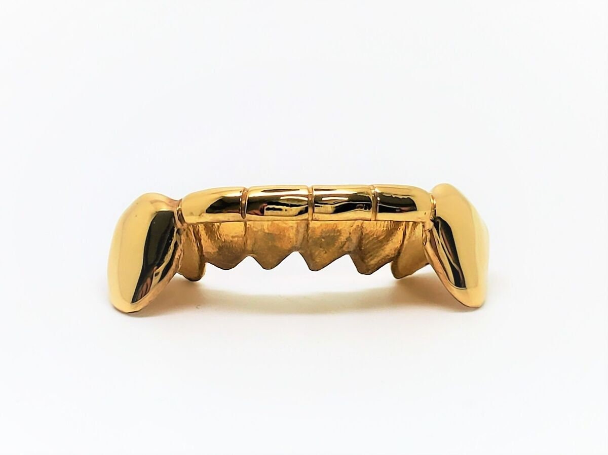 Custom Front bar solid Gold Teeth Grillz / 925 Silver Grillz / grillz with bar   with free mold kit and shipping included / Fast turnaround - GrillzCity 