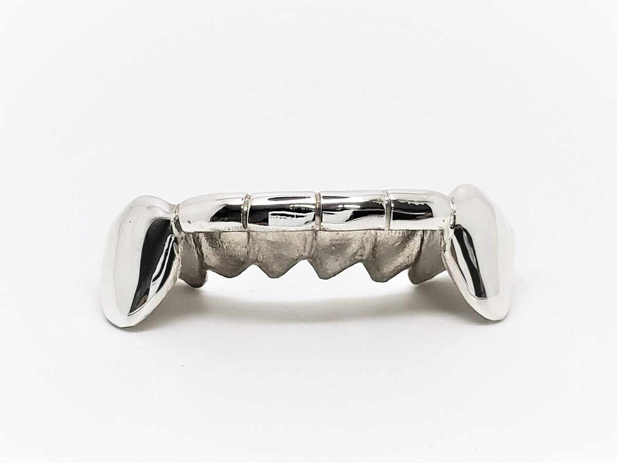 Custom Front bar solid Gold Teeth Grillz / 925 Silver Grillz / grillz with bar   with free mold kit and shipping included / Fast turnaround - GrillzCity 