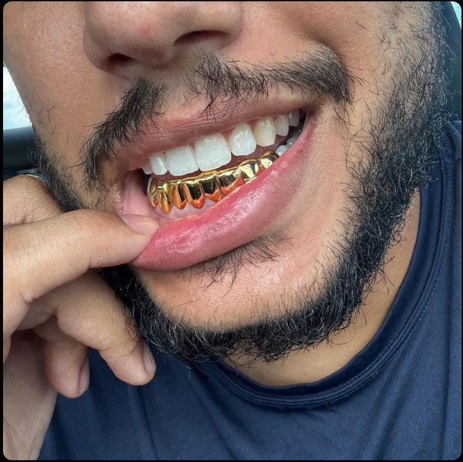 Custom solid 10K - 14K REAL Gold Teeth Grillz / 925 Silver Grillz, Permanent Cut / Deep Cut Grillz with free mold kit and shipping included - GrillzCity 