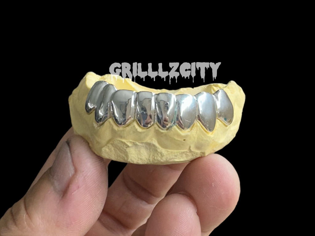 Custom solid 10K - 14K REAL Gold Teeth Grillz / 925 Silver Grillz, Permanent Cut / Deep Cut Grillz with free mold kit and shipping included - GrillzCity 