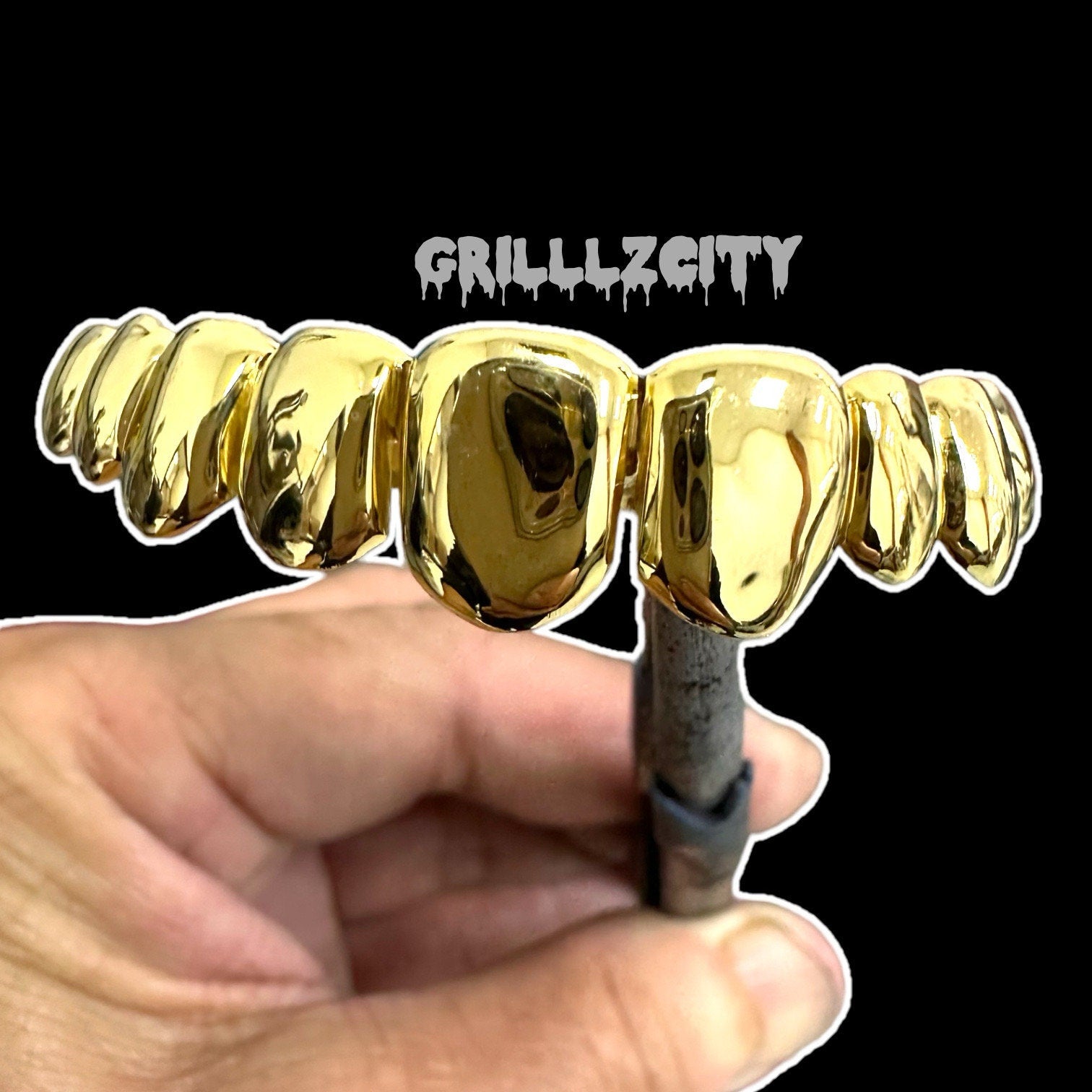 Custom solid 10K - 14K REAL Gold Teeth Grillz / 925 Silver Grillz, Permanent Cut / Deep Cut Grillz with free mold kit and shipping included - GrillzCity 