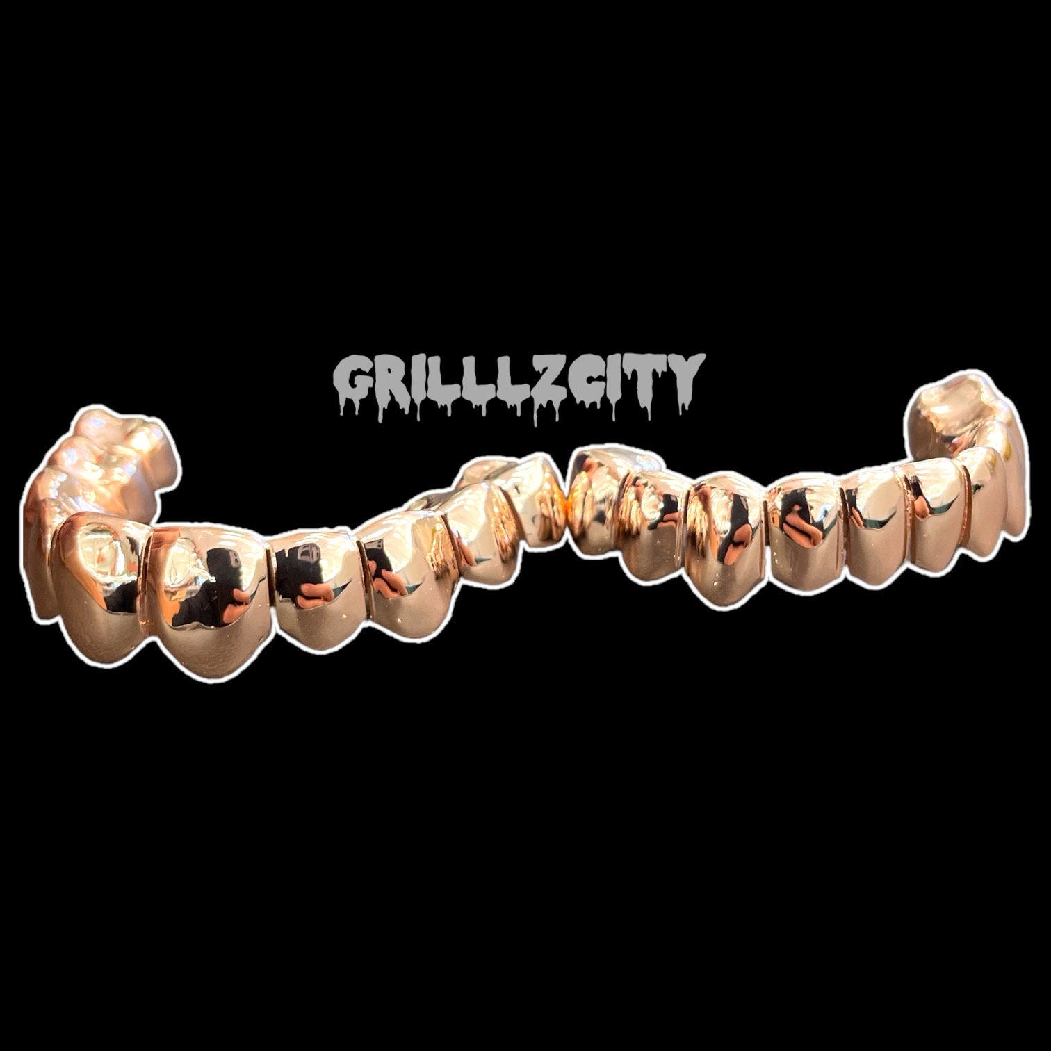 Custom solid 10K - 14K REAL Gold Teeth Grillz / 925 Silver Grillz, Permanent Cut / Deep Cut Grillz with free mold kit and shipping included - GrillzCity 